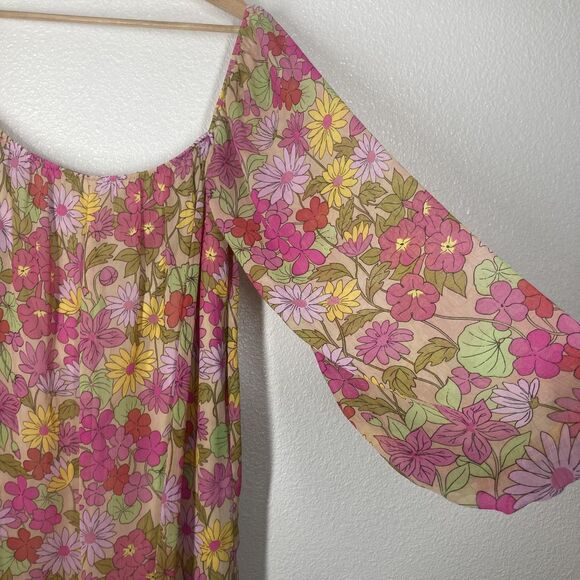 Show Me Your Mumu Briar Dress Womens XL Pink Floral Boho Peasant Long Sleeve - Picture 11 of 16